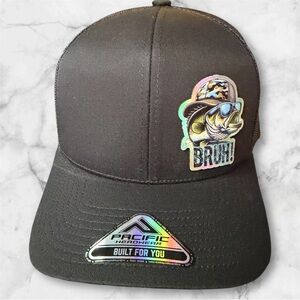 BG Patch & Brim BRUH Bass Fishing Patch Hat | Funny Fisherman Trucker Cap